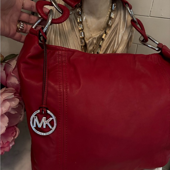 Michael Kors EUC Red Hobo Bag with Chunky Hardware + Slouchy Design - Picture 12 of 13